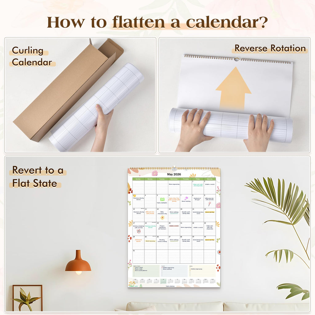 Extra Large 18-Month Wall Calendar 2026-2027 - Command Center for Treatment Scheduling (Garden Design, 22"x17")