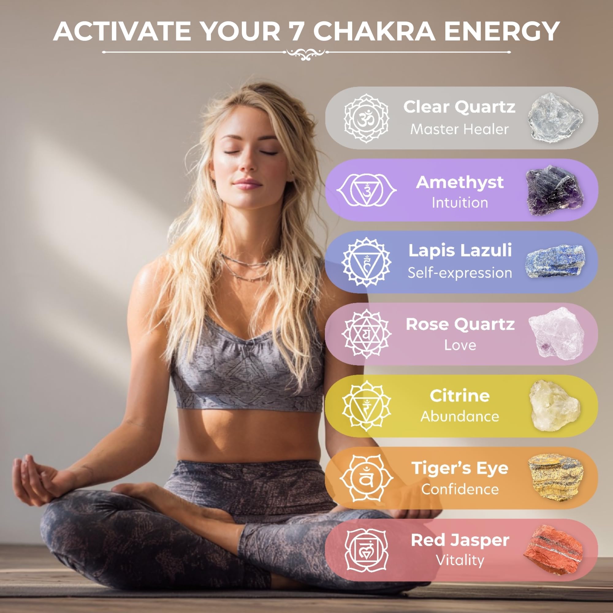 7 Chakra Crystals Healing Set - Mindful Comfort and Intention for the Treatment Journey