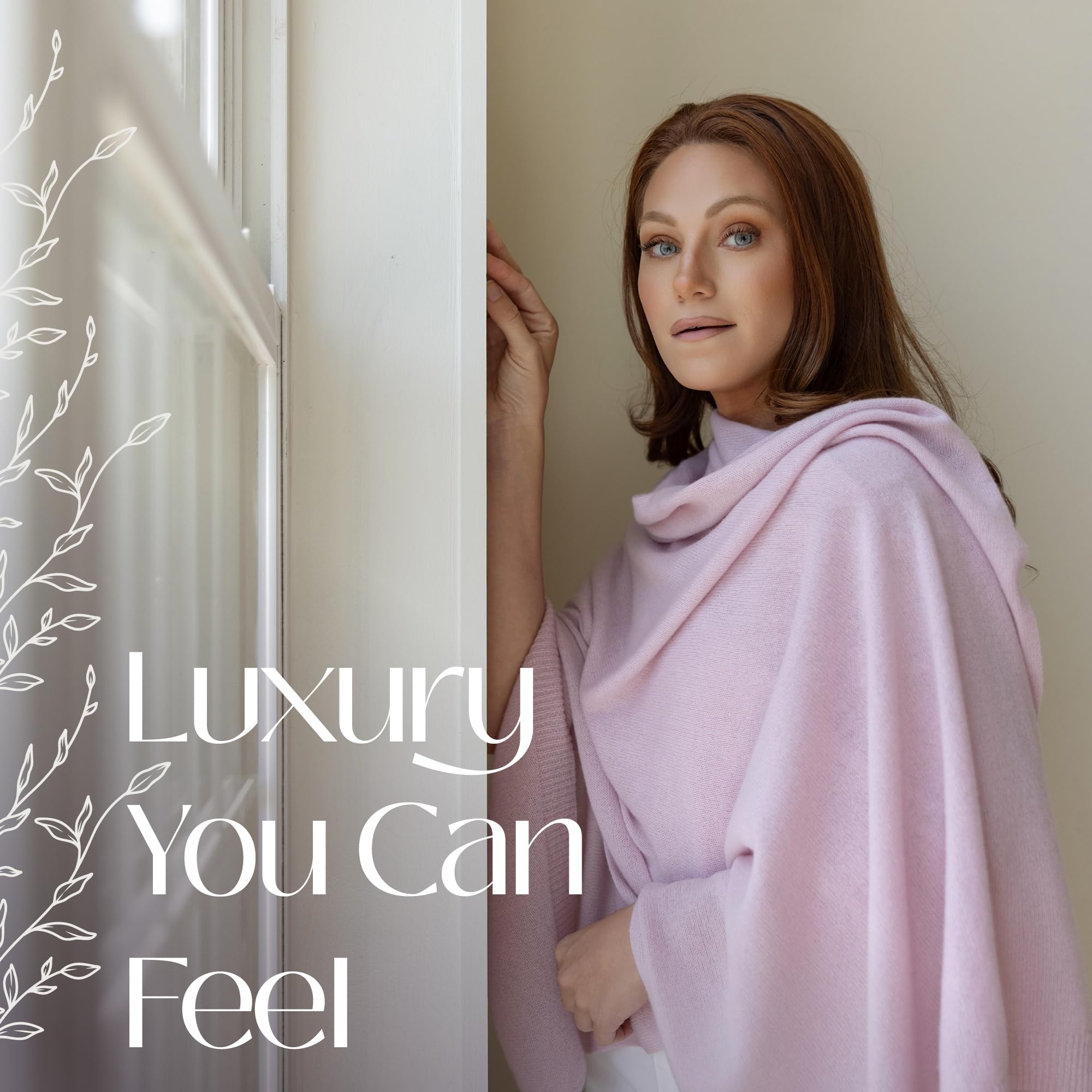 100% Cashmere Knitted Wrap Shawl Extra Large Scarf Stole (Pink)