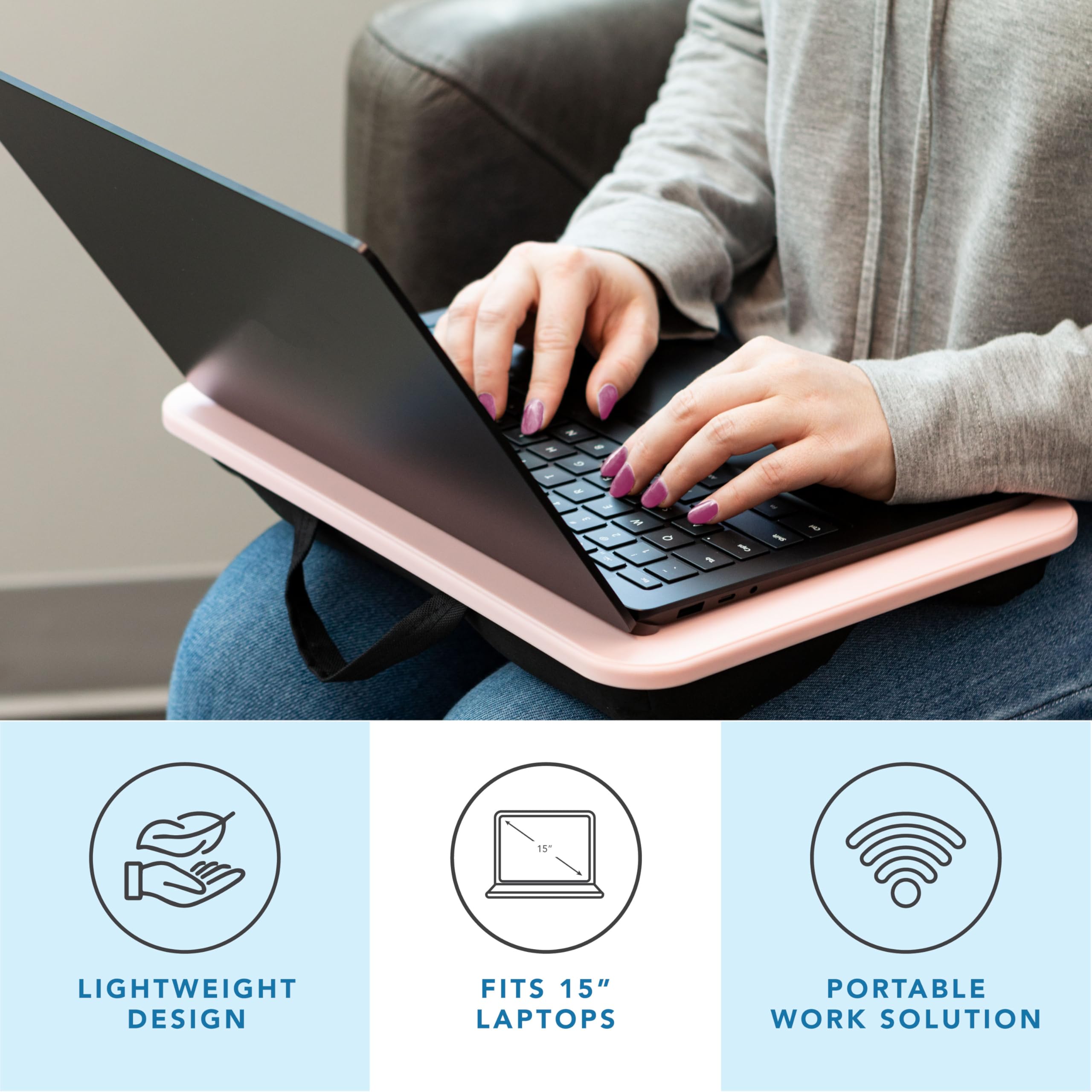Compact Lap Desk - Fits up to 15 Inch Laptops (Pink)