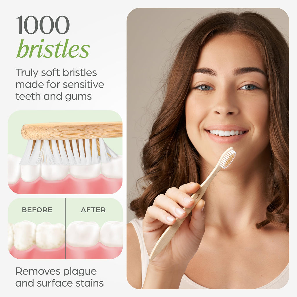 Bamboo Toothbrushes with Soft Bristles - Gentle Oral Care During Treatment (10 Pack)