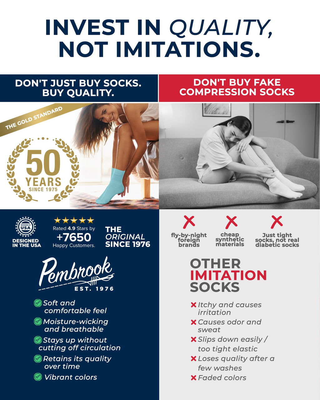Bamboo Comfy Socks for Neuropathy - Non-Binding Comfort for Swollen Feet (6 Pairs, Pastel Colors)