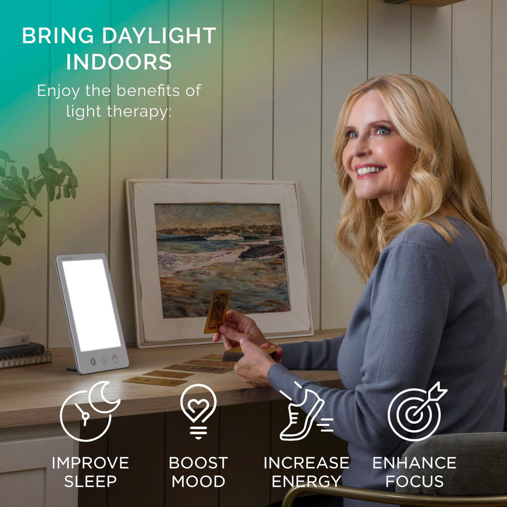 Verilux HappyLight Touch Plus - 10,000 Lux Light Therapy for Treatment Fatigue and Mood (UV-Free, Adjustable)