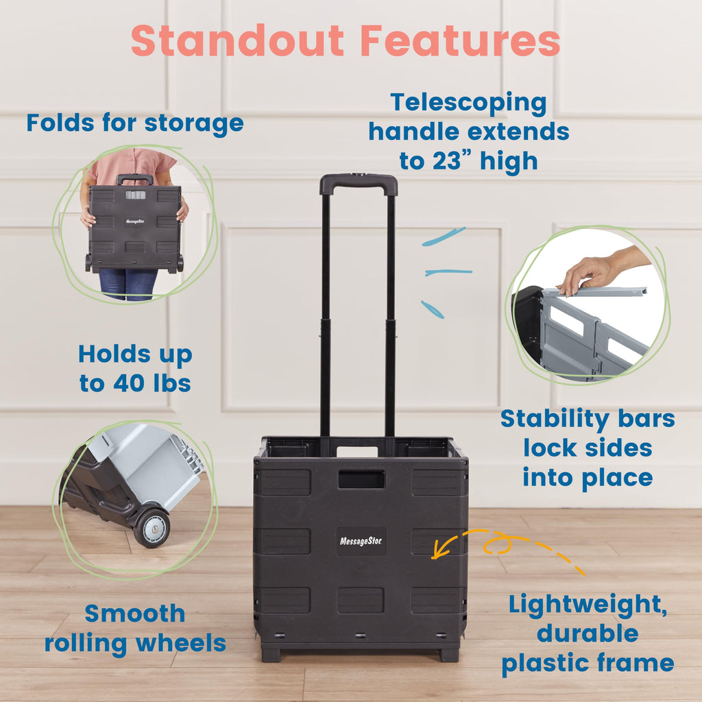 Universal Rolling Cart with Organizer Bag - Effortless Transport for Treatment Days (Turquoise/Grey)