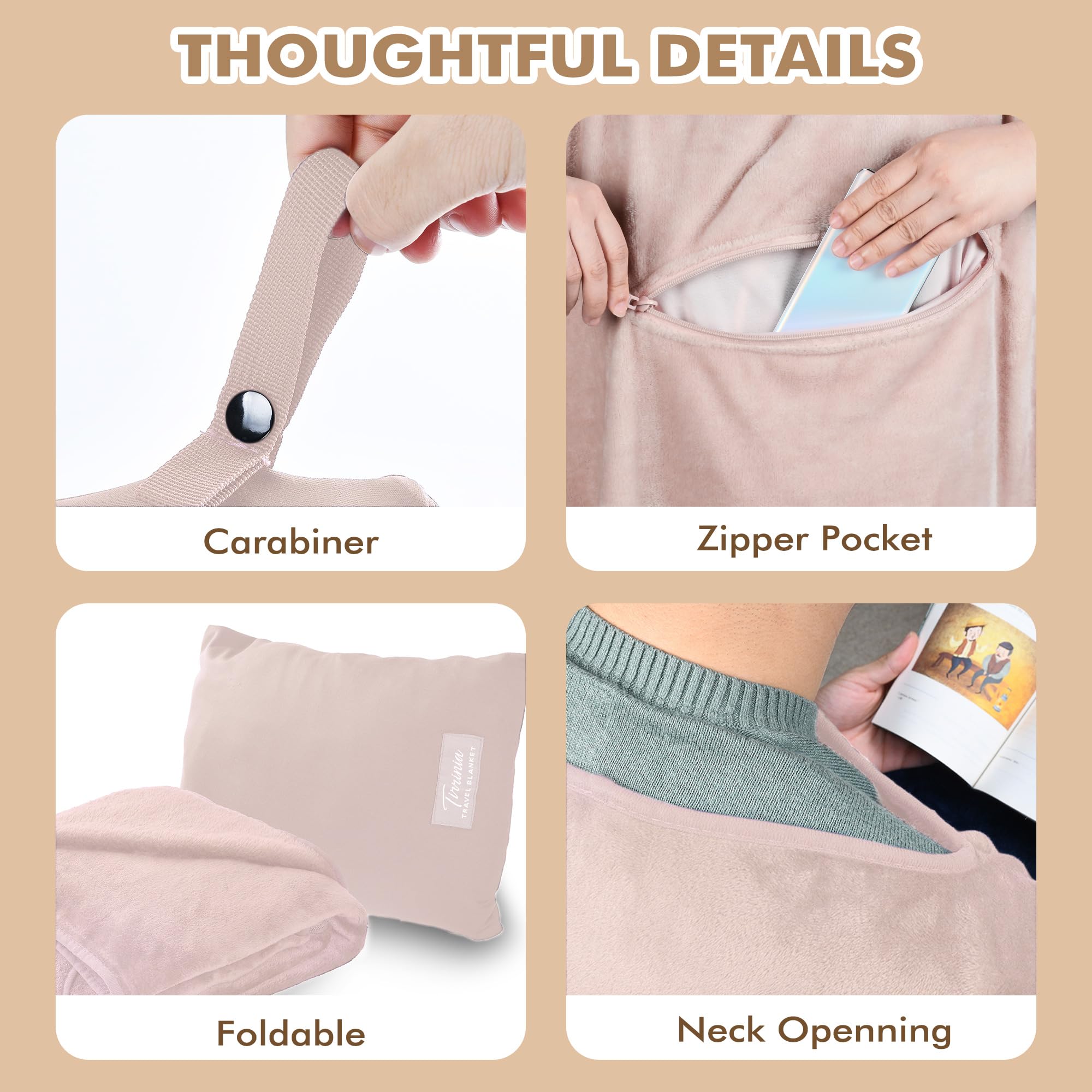 Tirrinia 4-in-1 Travel Blanket Poncho - Portable Warmth for Chemo Chairs and Treatment Days