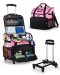 Rolling Caddy Bag with Telescoping Handle - Mobile Organization for Treatment Day Supplies (Pink)