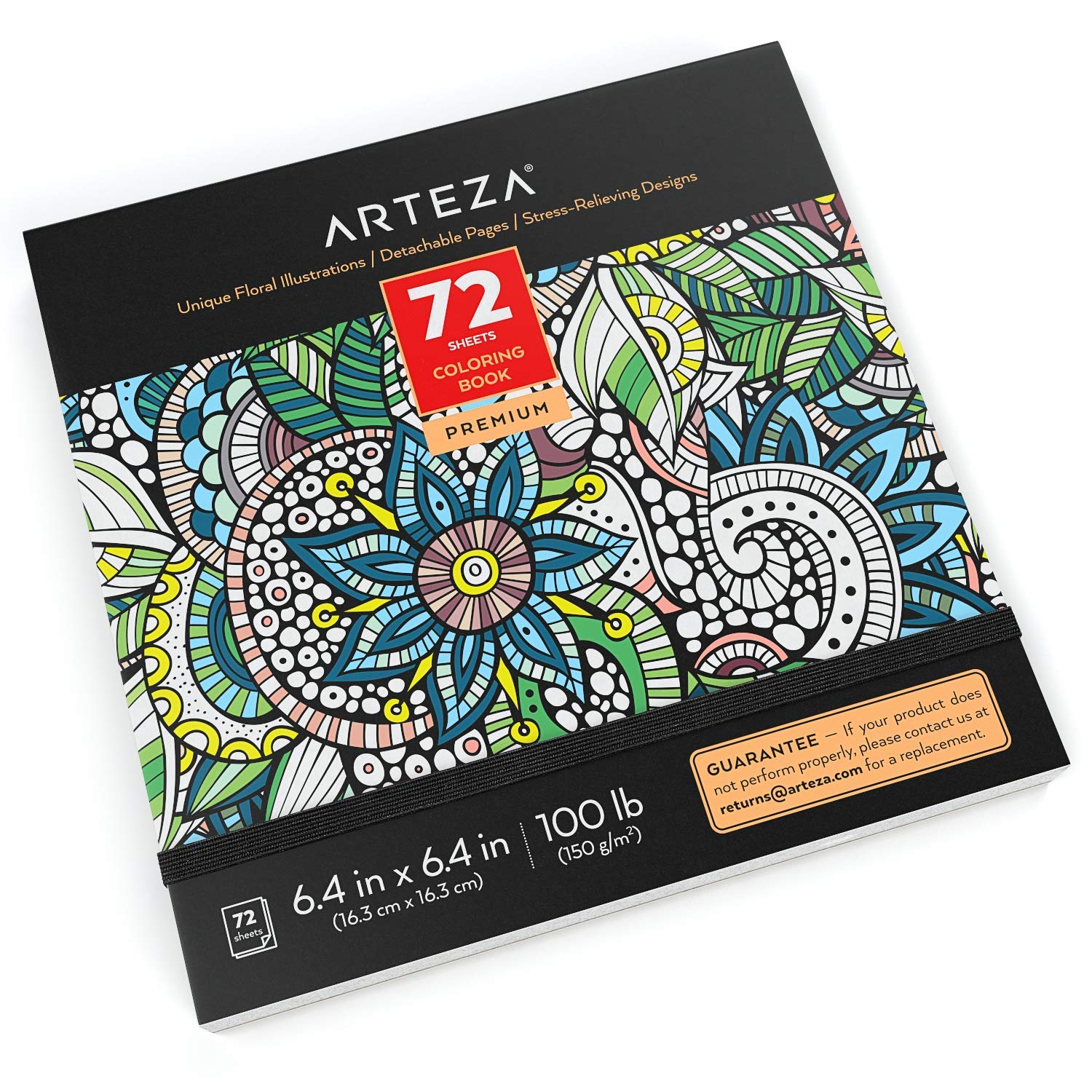 Floral Illustrations High Quality Adult Coloring Book - 72 Designs for Relaxation