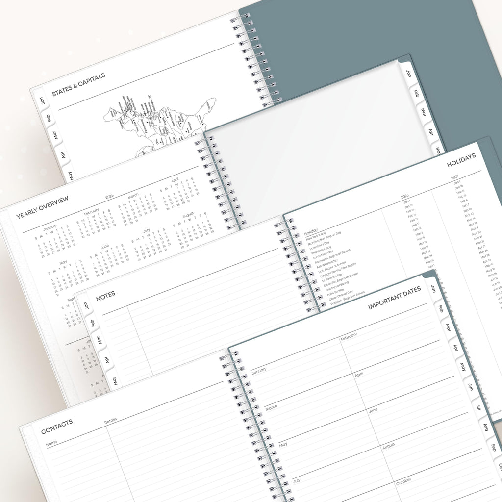 2026 Weekly & Monthly Planner - Command Center Organization (Teal, 8.5" x 11")