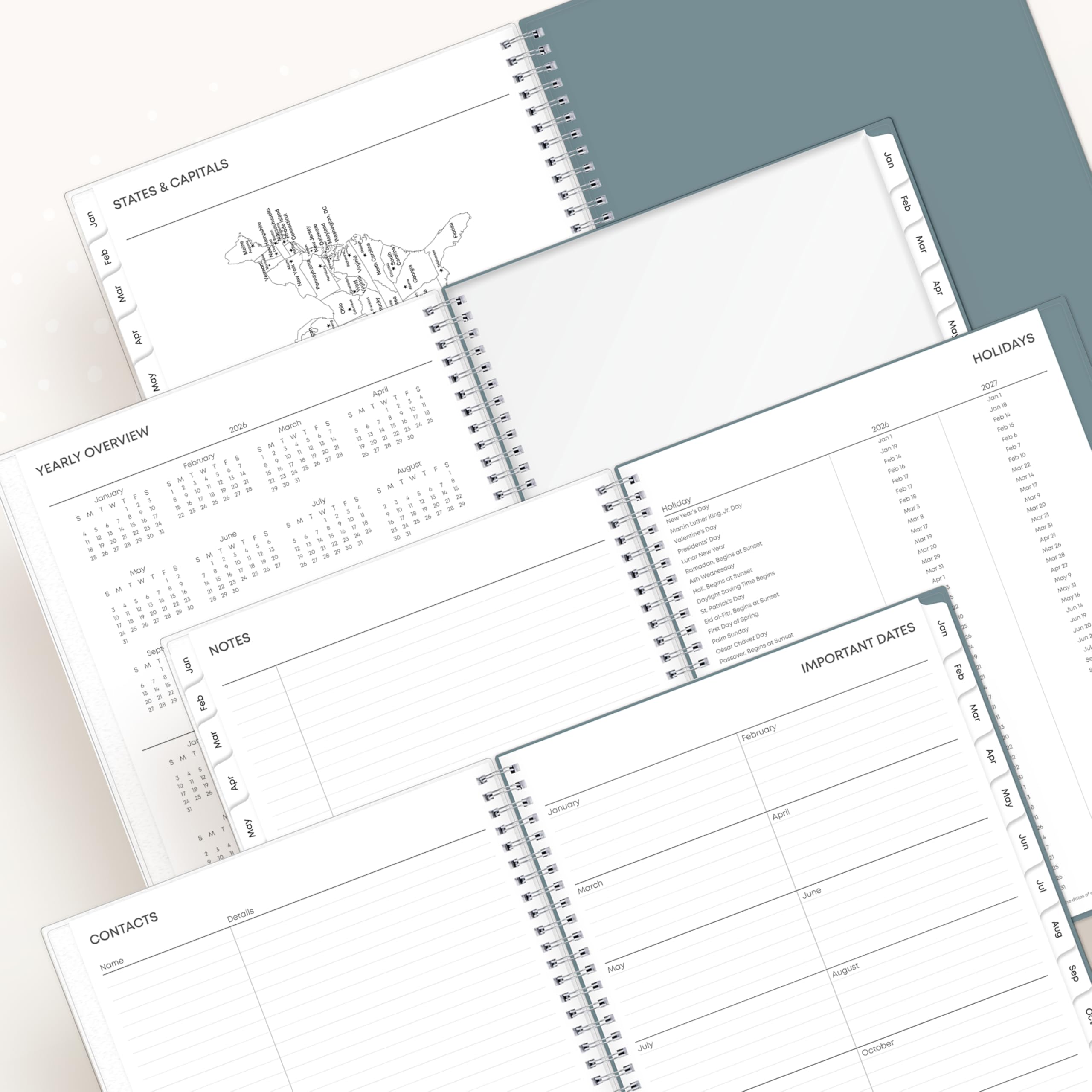 2026 Weekly & Monthly Planner - Command Center Organization (Teal, 8.5" x 11")