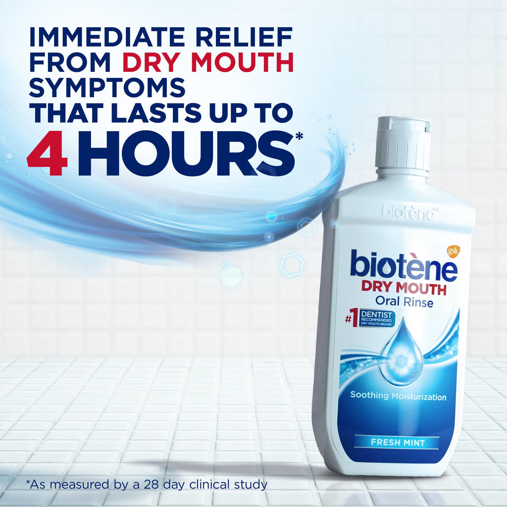 Biotène Dry Mouth Oral Rinse - Soothing Relief for Treatment Side Effects (Fresh Mint, 33.8 oz)
