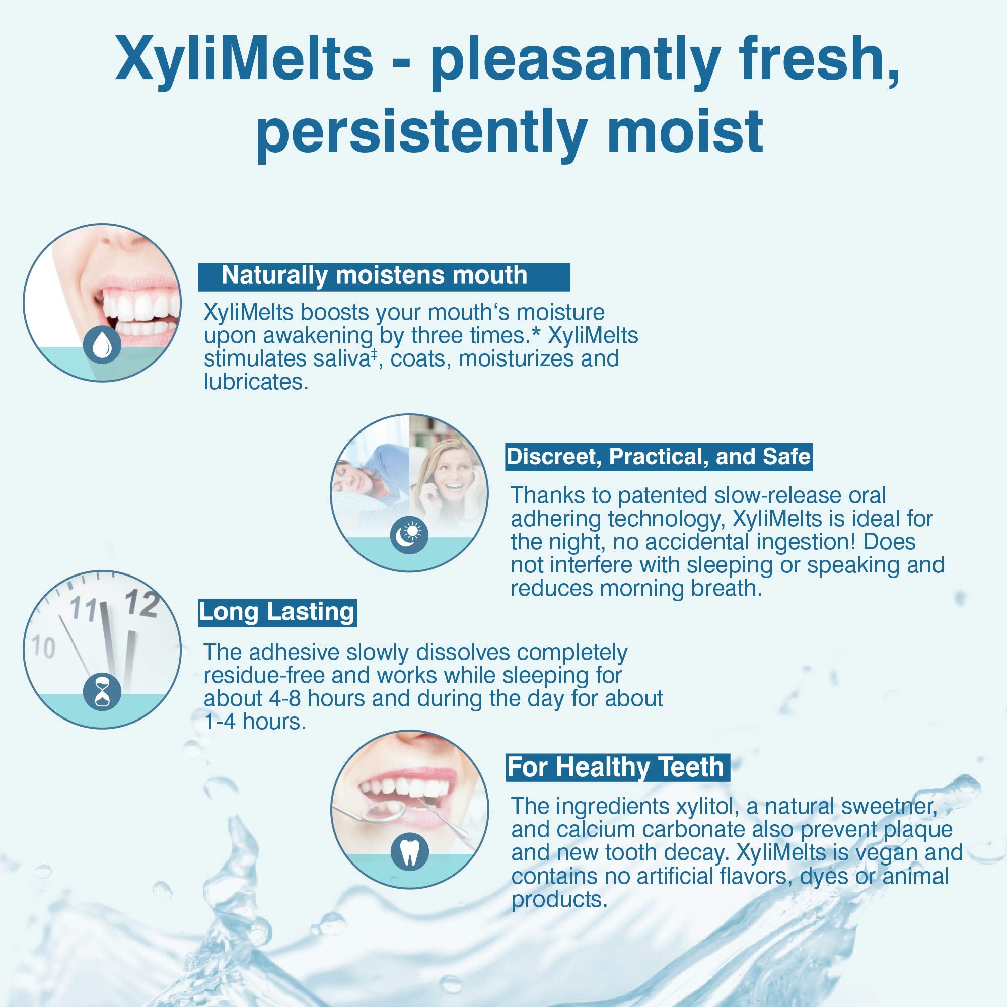 XyliMelts Dry Mouth Relief Discs - 8-Hour Moisture for Treatment Side Effects (Mild Mint, 100 Count)