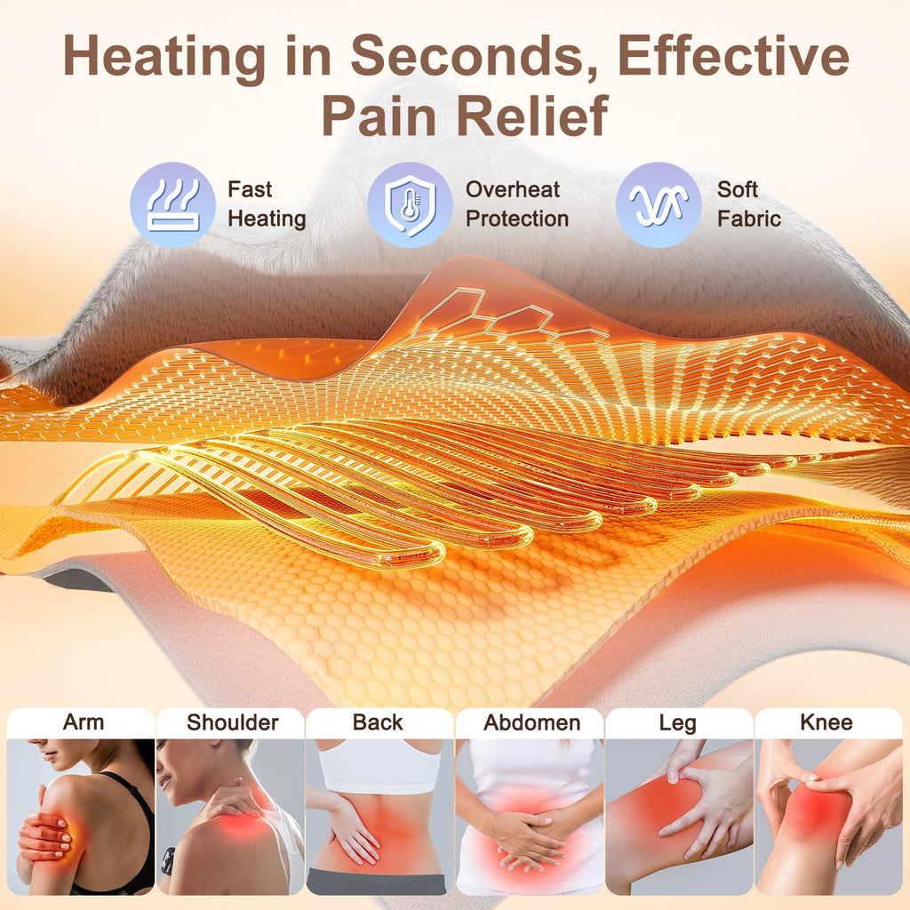Extra Large Electric Heating Pad with Belt - Hands-Free Pain Relief