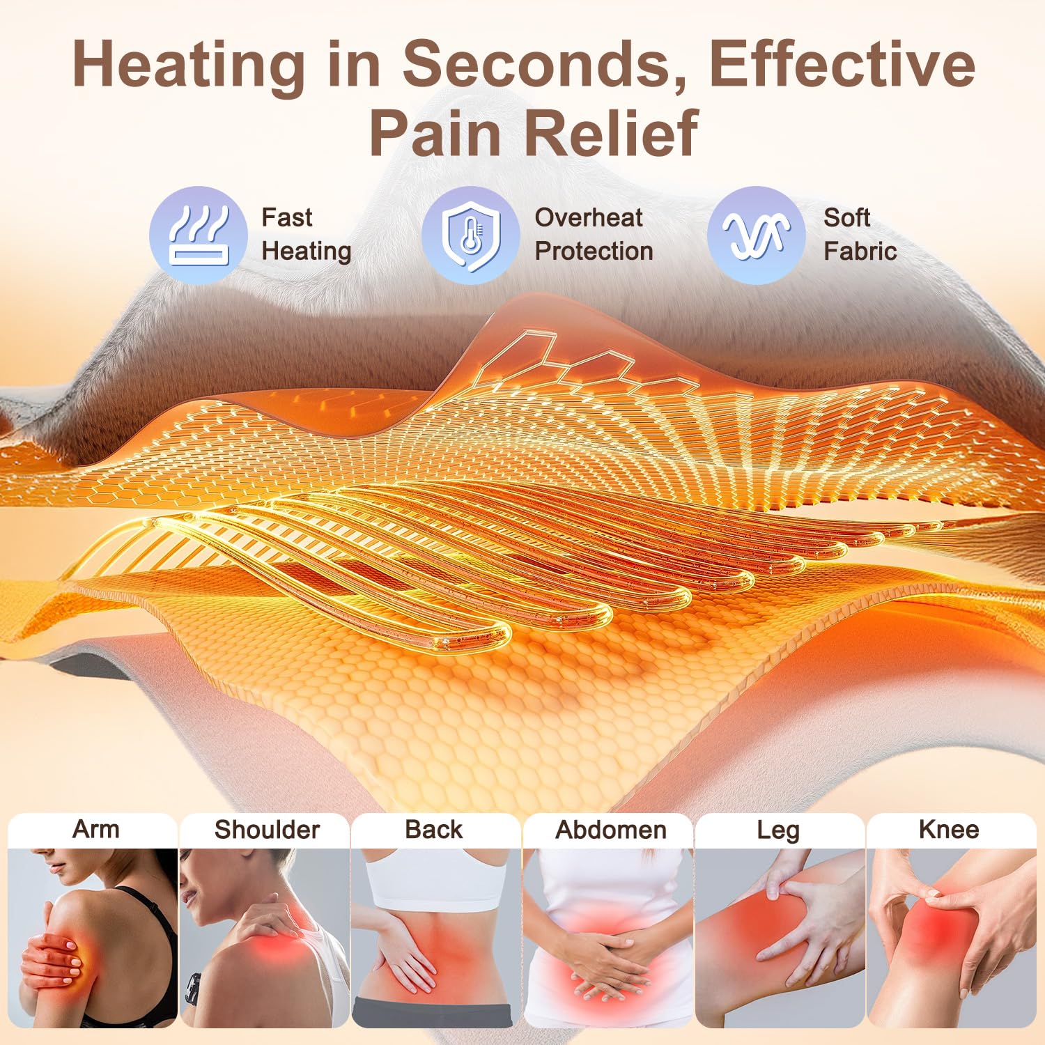 Extra Large Electric Heating Pad with Belt - Hands-Free Pain Relief