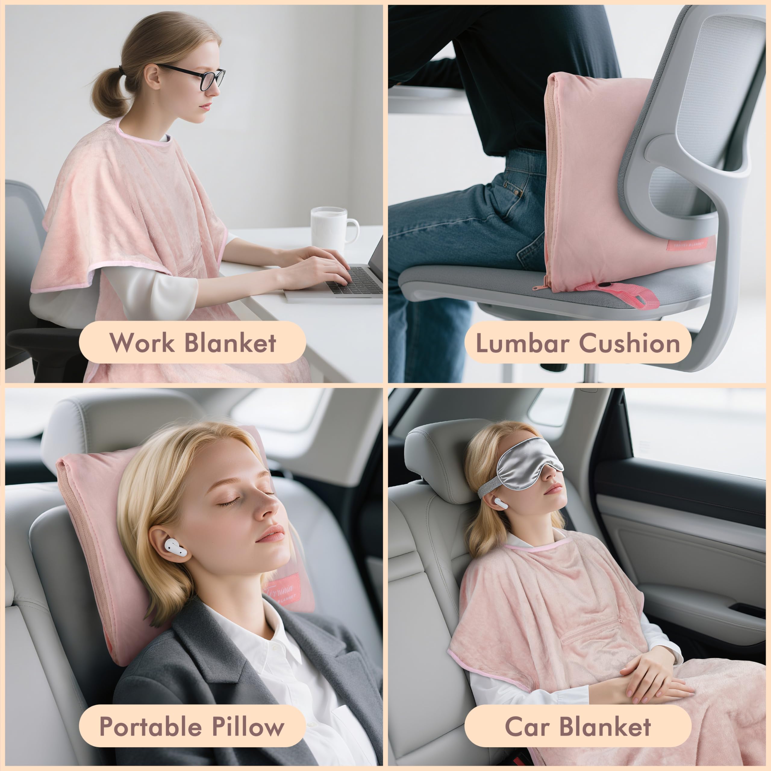 Tirrinia 4-in-1 Travel Blanket Poncho - Portable Warmth for Chemo Chairs and Treatment Days