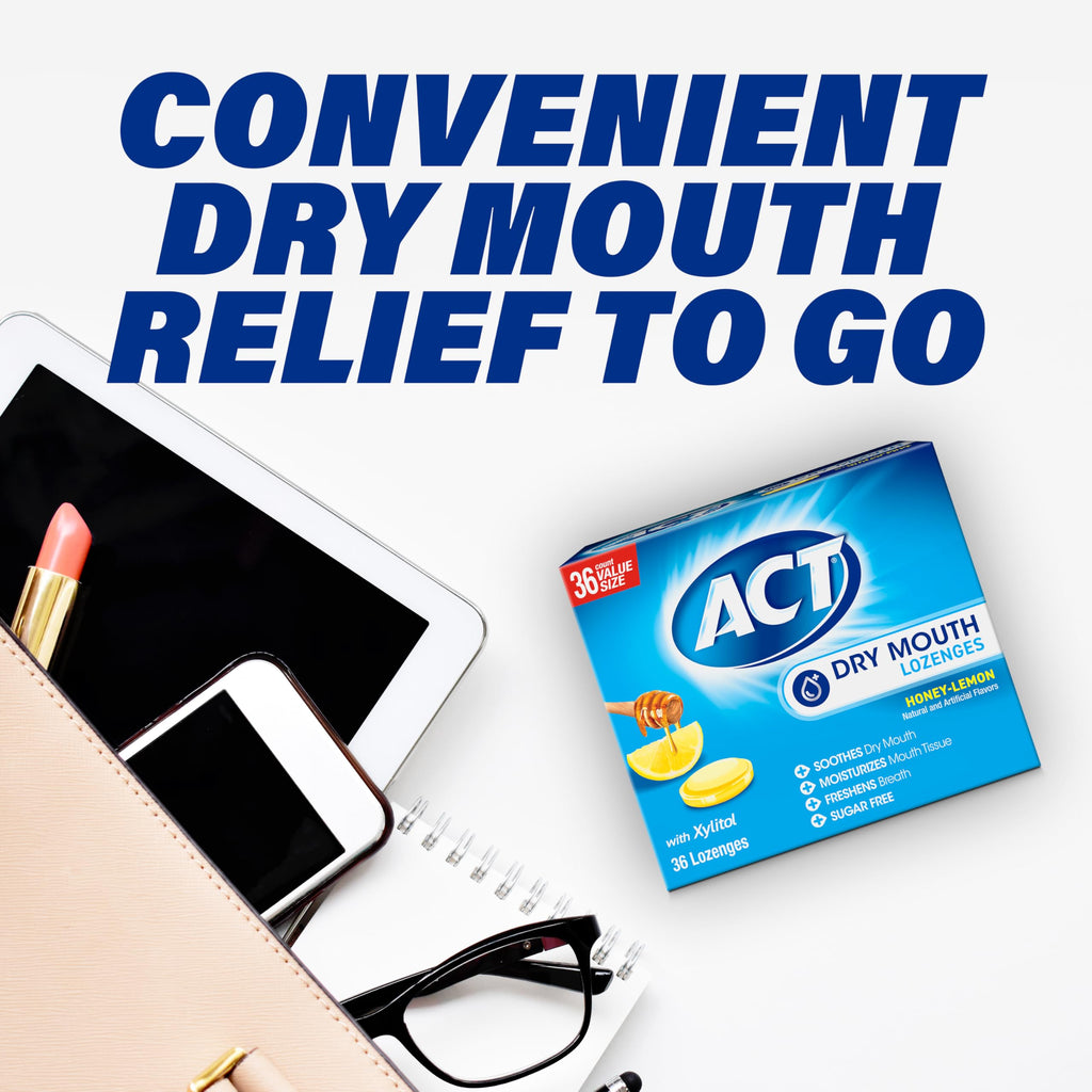ACT Dry Mouth Moisturizing Lozenges - Fast Relief for Treatment-Related Dry Mouth (Honey-Lemon, 36 Count)
