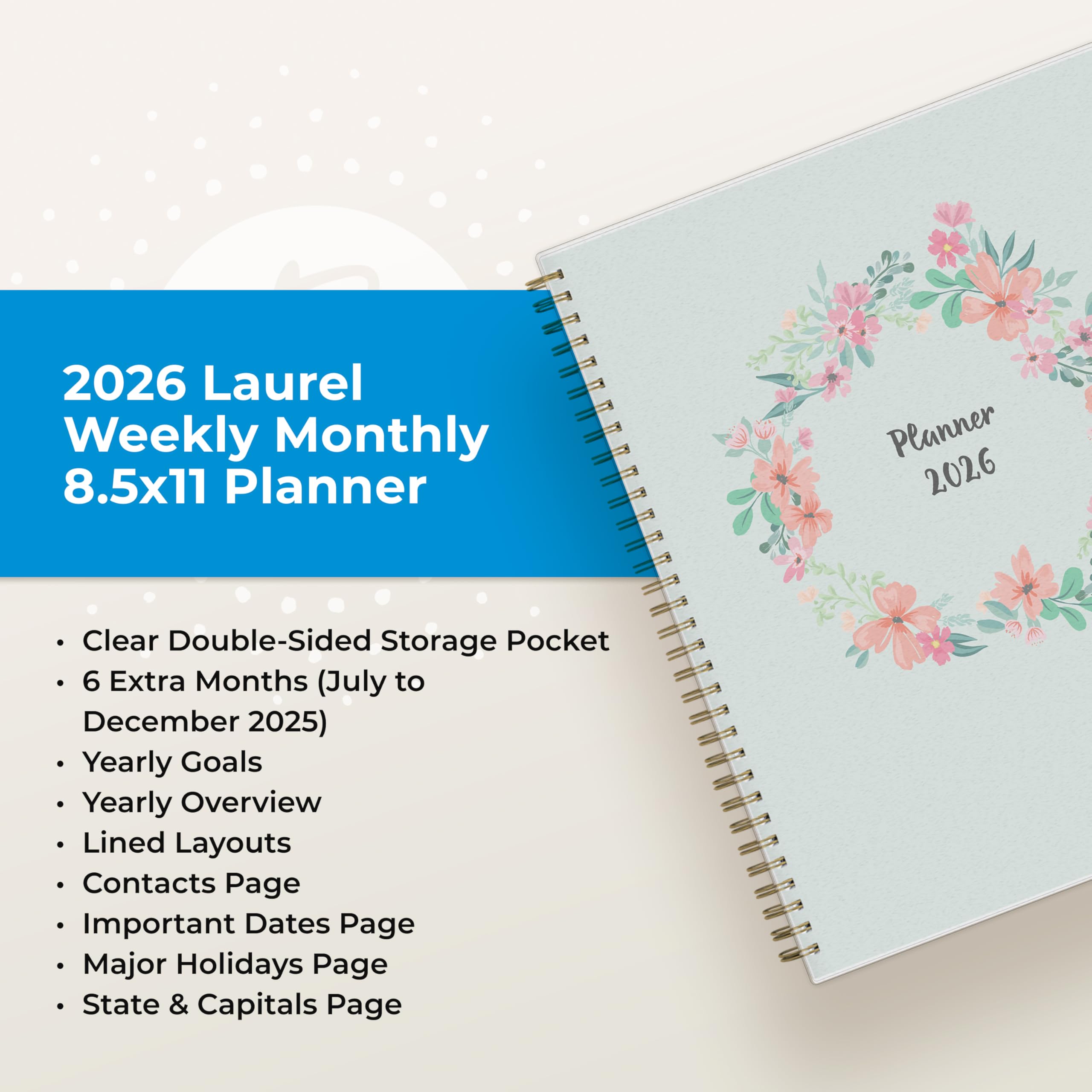 2026 Weekly & Monthly Planner - Organize Your Treatment Journey and Beyond (Light Blue with Flowers)