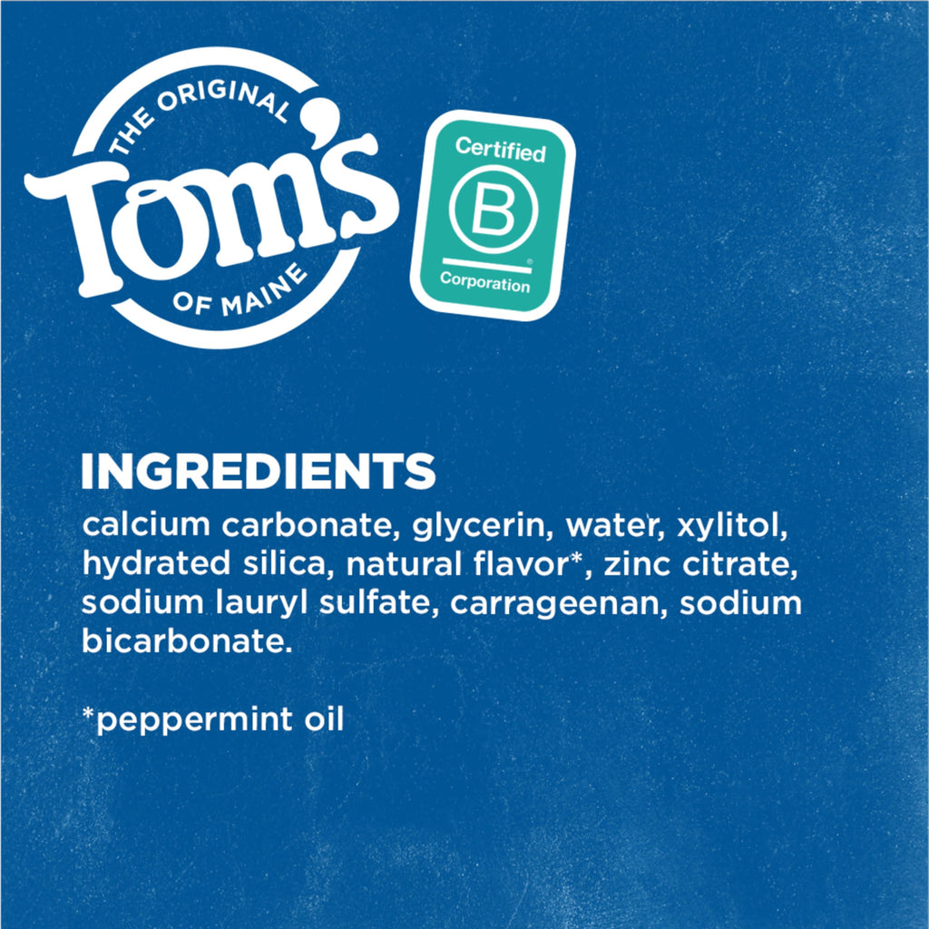 Tom's of Maine Fluoride-Free Natural Toothpaste - Gentle Oral Care for Treatment-Sensitive Mouths (Peppermint, 2-Pack)