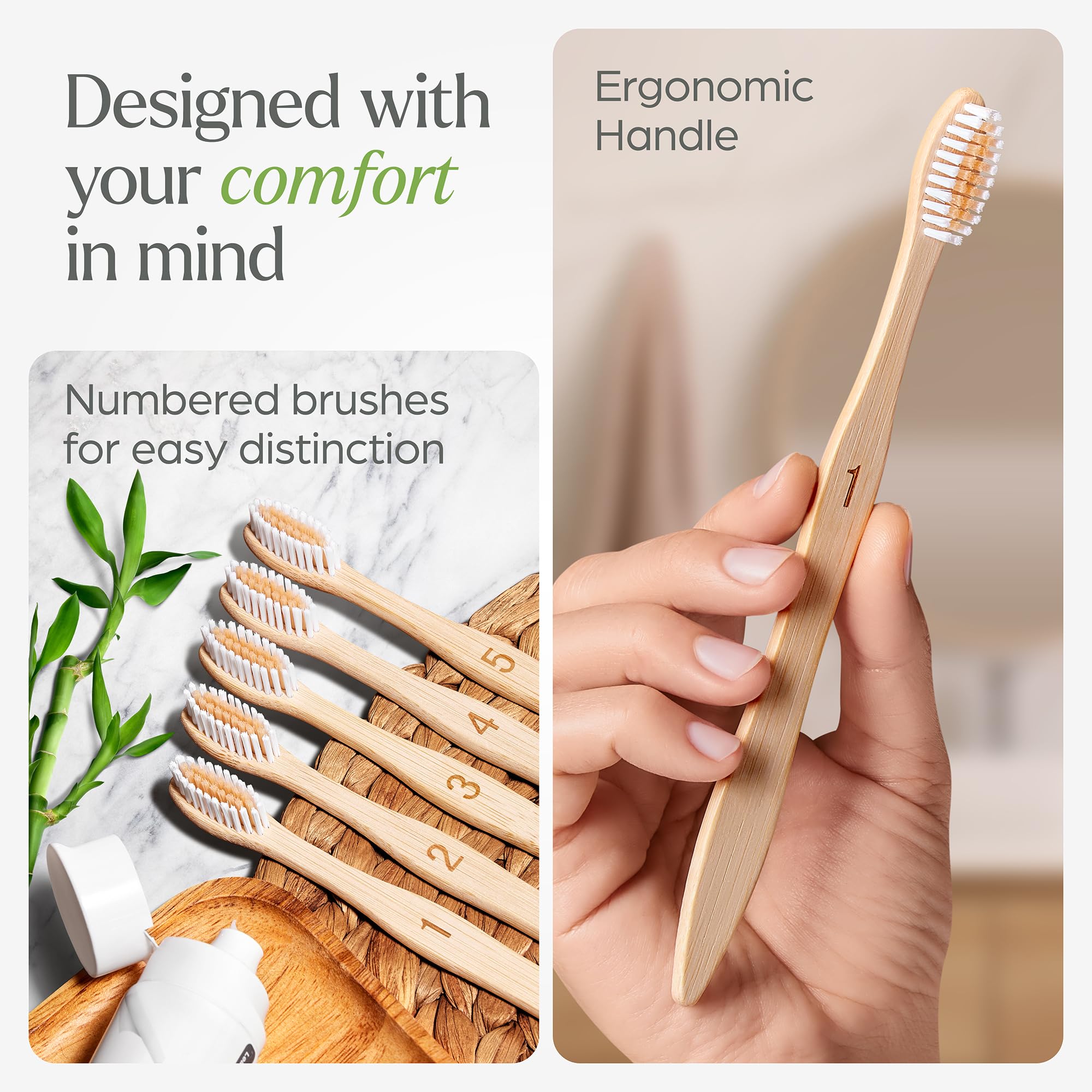 Bamboo Toothbrushes with Soft Bristles - Gentle Oral Care During Treatment (10 Pack)