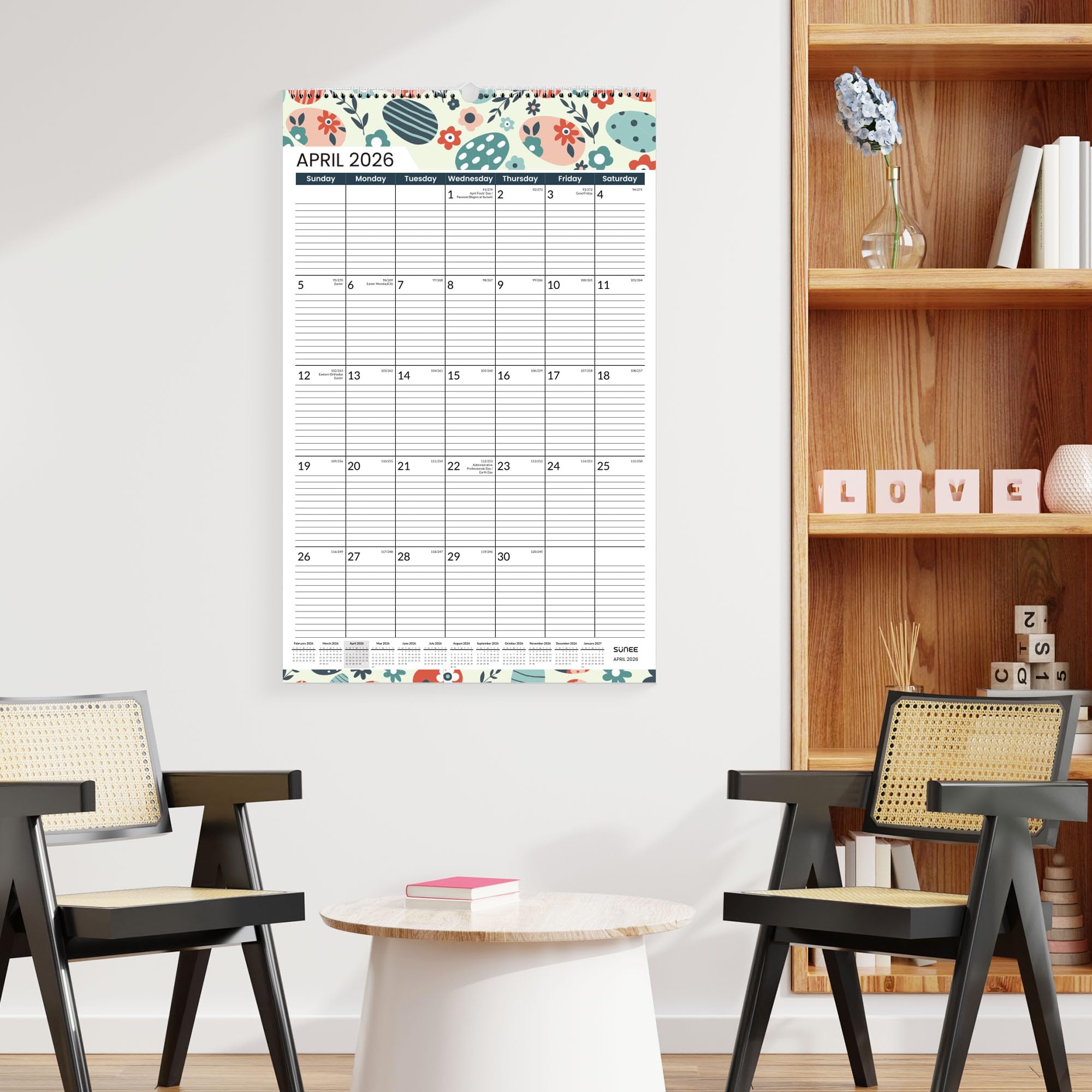 Extra Large 21-Month Wall Calendar 2026-2027 - Extended Treatment Timeline Organizer (Seasonal Design, 17"x27")