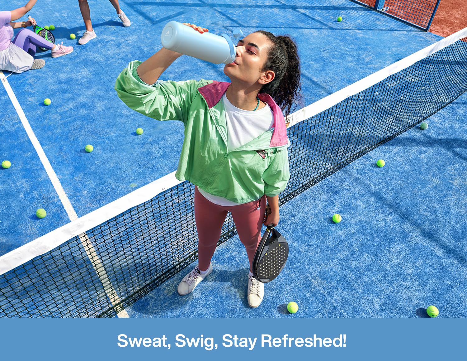 32oz Insulated Water Bottle with 2-in-1 Lid - (Light Blue Sea Breeze)