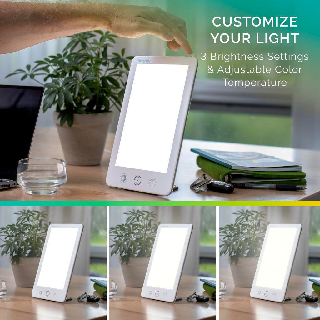Verilux HappyLight Touch Plus - 10,000 Lux Light Therapy for Treatment Fatigue and Mood (UV-Free, Adjustable)