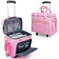 Rolling Tote Bag with Detachable Trolley - Versatile Transport for Treatment Days (Pink)