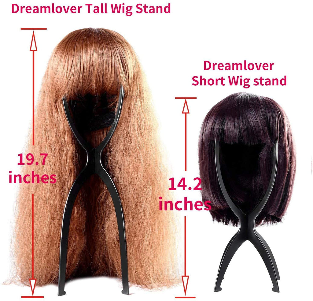 Tall Collapsible Wig Stand - Storage and Drying for Long Wigs (Black, 19.7")