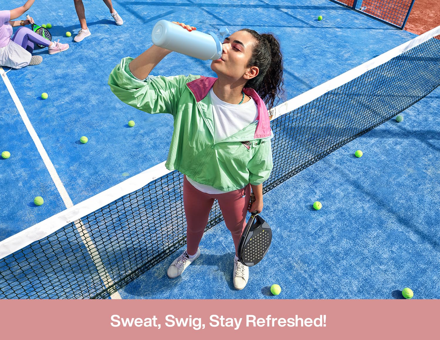 32oz Insulated Water Bottle with 2-in-1 Lid -(Pink Ribbons and Flowers)